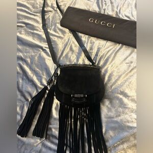 Gucci Nouveau Black Fringe Suede Bag bought in Gucci’s Flagship store in Rome ❤️